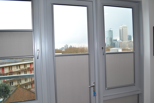 nano blinds installed in Docklands overlooking Canary Wharf