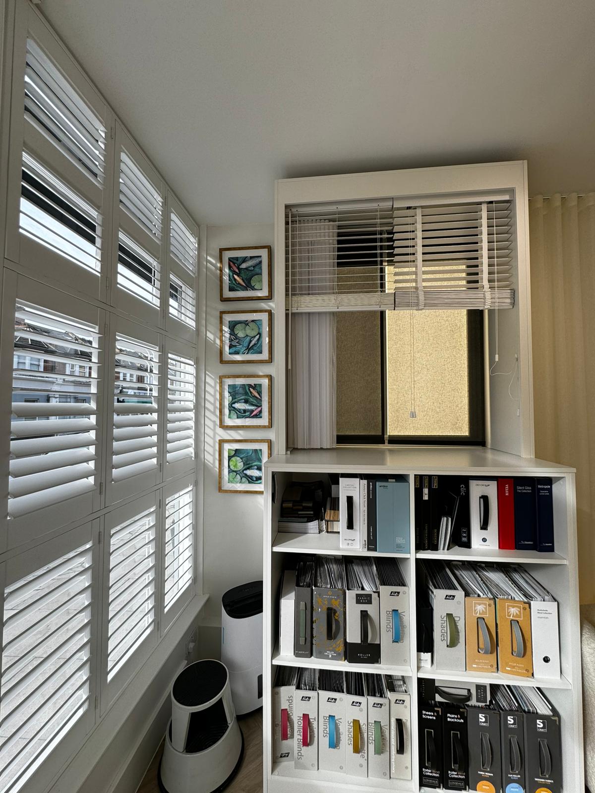 A wide range of blind and shutter samples on display in possibly the best blind and shutter shop in North London