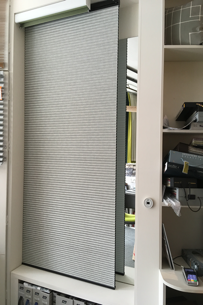 Luxaflex PowerView Duette Blind lowered all the way to cover the window