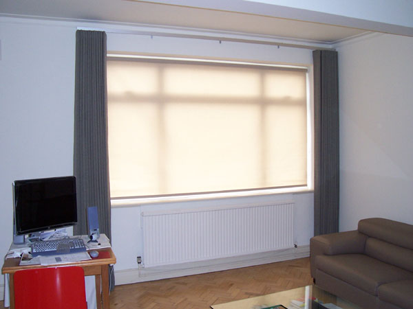 36mm silver metropole, curtains and blind all supplied and installed by Changing Curtains
