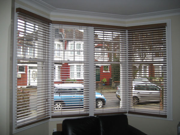 50mm auburn wooden venetian blinds fitted in Palmers Green, North London