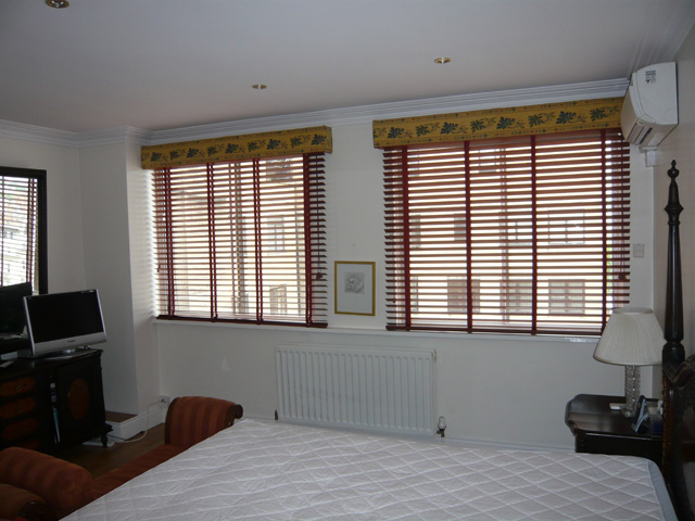 Real cherry wood venetian blinds installed in Holland Park