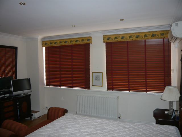 Real cherry wood venetian blinds fitted in Holland Park