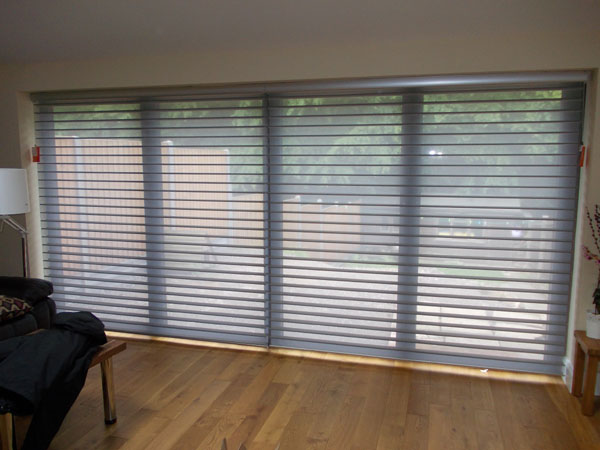 silhouette blinds fitted and lowered in the open position for privacy with a view